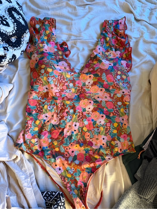 summersalt Other - summersalt Coral Floral One-Piece with Ruffle Straps